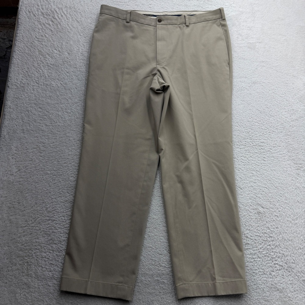 Brooks Brothers Advantage Chino Clark Men 40x30 Khaki Tan Flat Front Pants 40x29